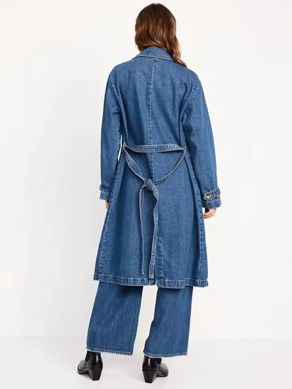 Like New Old Navy Tie-Belt Jean Trench Coat MP